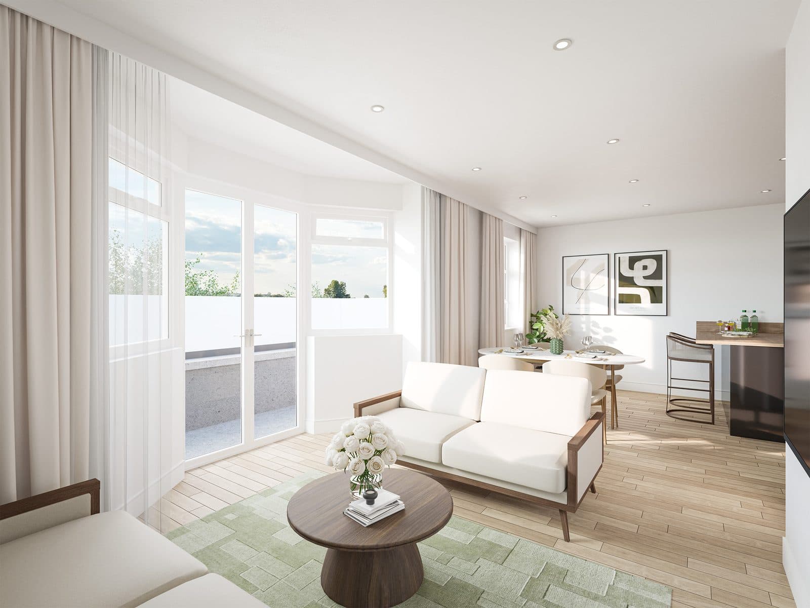 Fen Apartments living area CGI